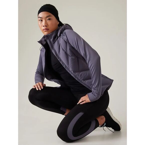 Athleta Inlet Jacket Nightfall Purple Size Medium Hood Insulated Puffer Stretch - Picture 4 of 12